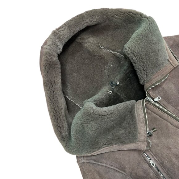 Sheepskin/Shearling Coat with Hood - Picture 2 of 5